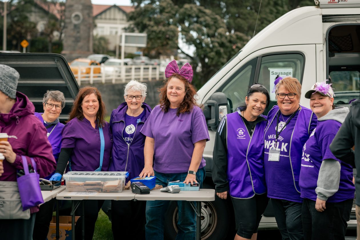 the Alzheimers Taranaki team all dressed in purple