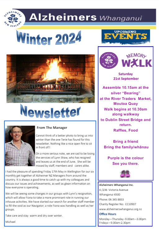 Alzheimers Whanganui Winter 2024 Newsletter Thumbnail Image