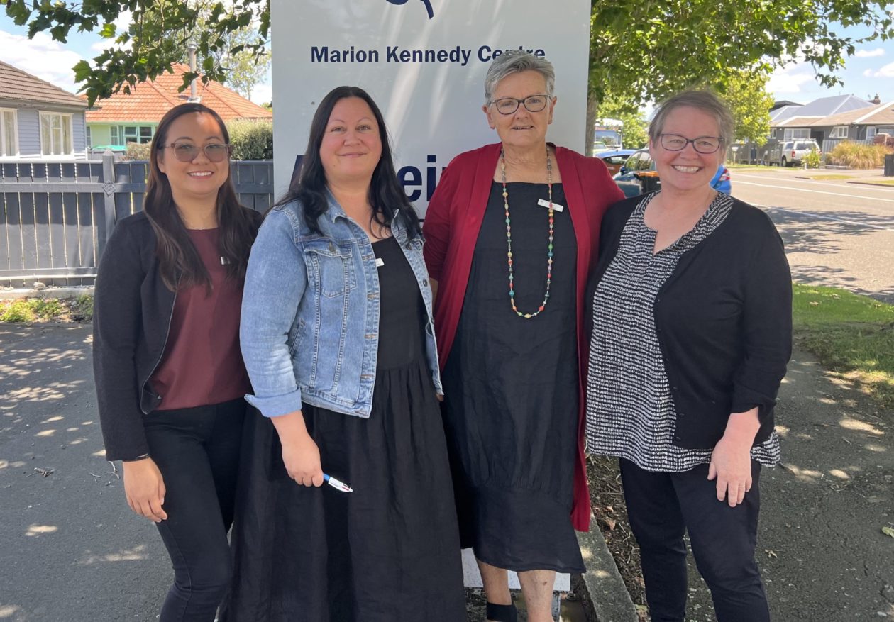 The Alzheimers Manawatu team from left Day Programme Co-ordinators Rona Turqueza, Angie Bradshaw and Barbie Knox. Manager Tracy Lynn is second from right