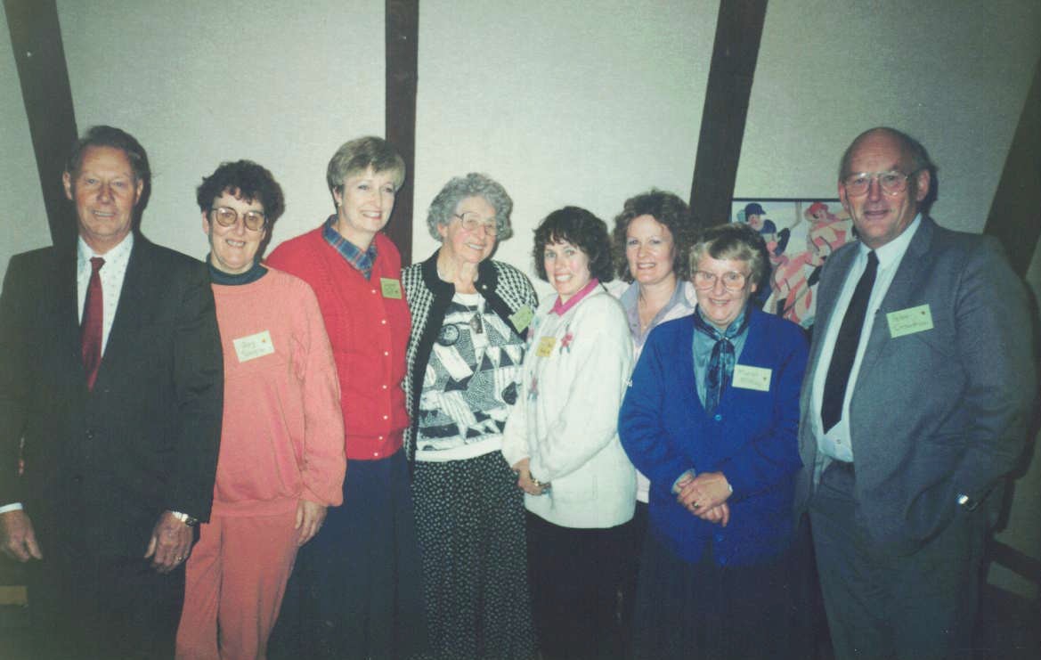 CAPTION: ADARDS NZ Inc Management Committee at the national conference in Wellington in 1992. From left: Snow Luxton (Mid-Canterbury), Joy Simpson (South Auckland), Gaynor Duff (Canterbury), Grace du Faur (Tauranga), Helen-Mary Foley (Wellington), Kate Whiterod (Manawatū), Muriel McKay (Nelson) and Peter Crawshaw (Christchurch)
