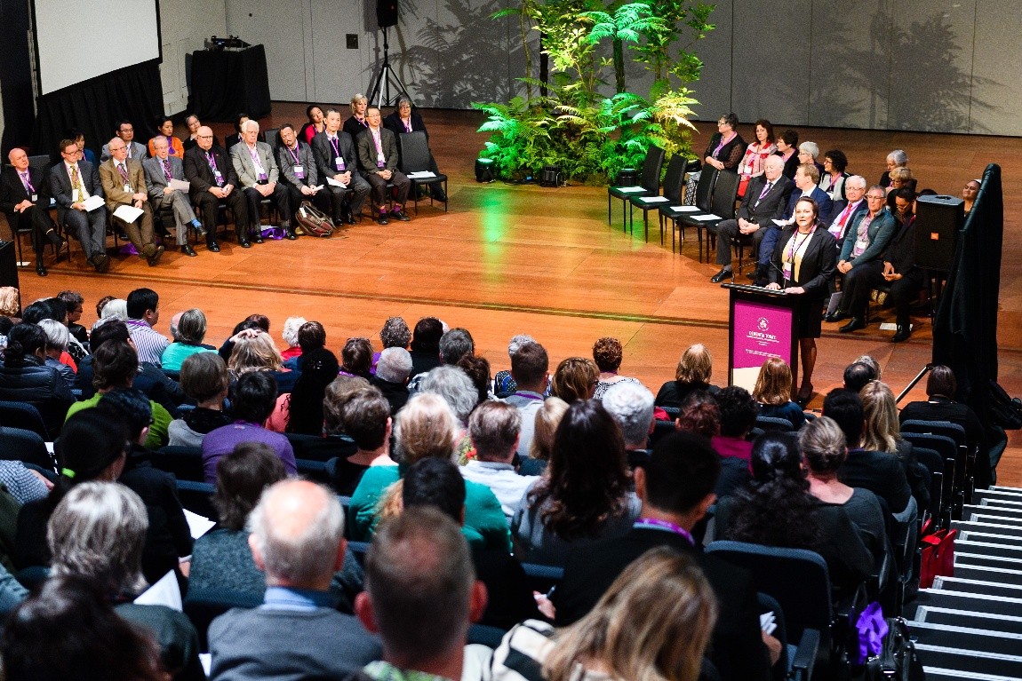 Former Azheimers NZ Chair Ngaire Dixon speaks at the mihi whakatau for our international guests for the 2016 ADI Asia Pacific Conference in Wellington